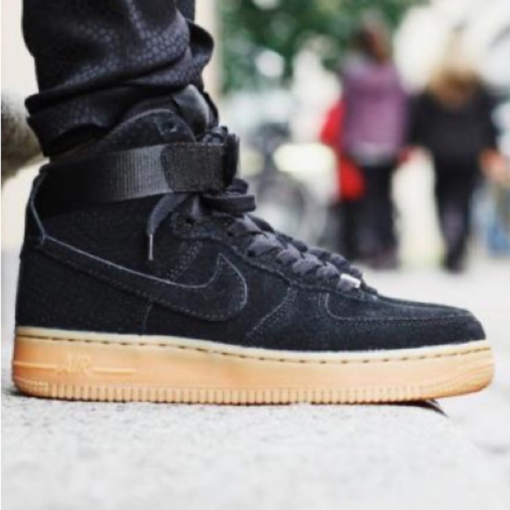 Nike AF1 Air Force One Hi Top Leather Gum Paste Soles